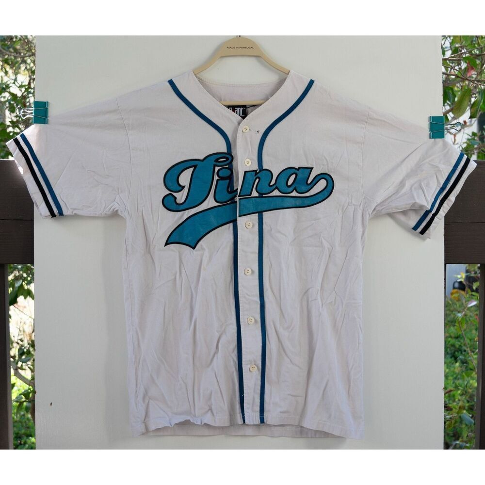 Vintage Tina Turner 24/7 Tour 2000 Baseball Jersey‎ White Size M Thrashed Style